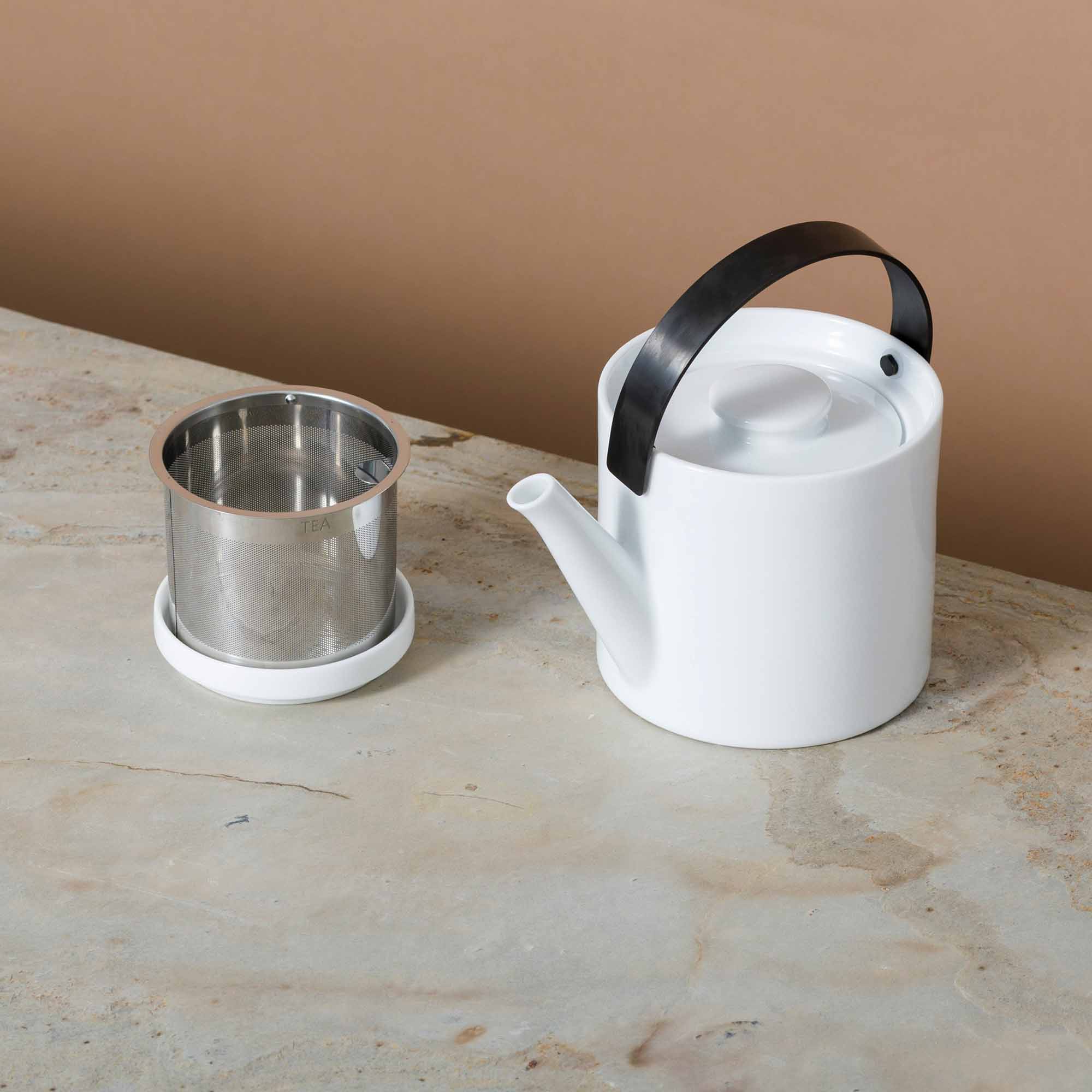 Teekanne mit Sieb Porcelain Teapot white - Image 4